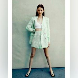 Zara Textured Boxes Pleat Skirt.  NWT